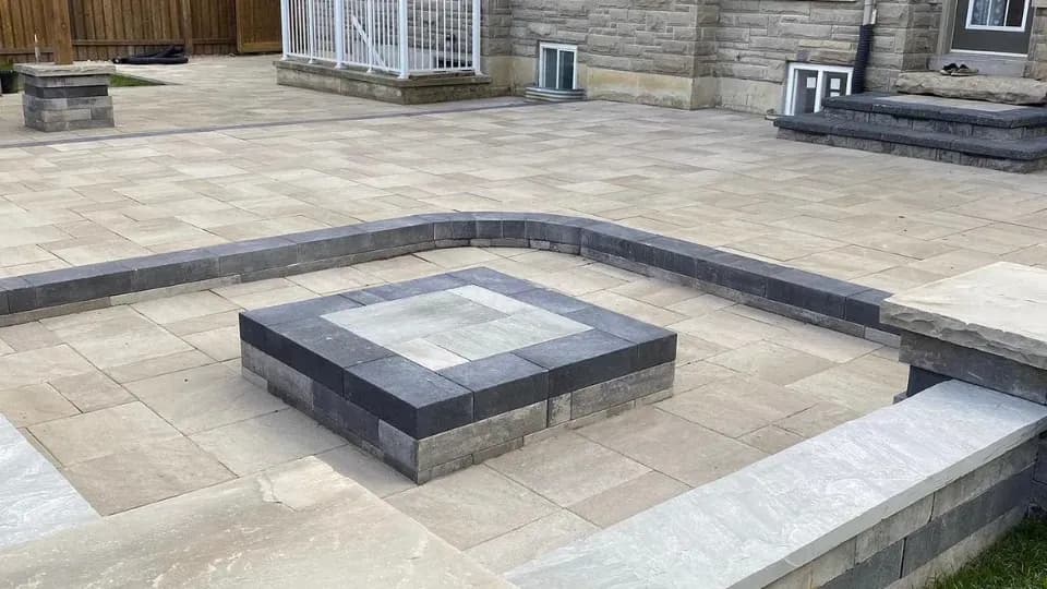 Completed interlocking driveway with herringbone pattern